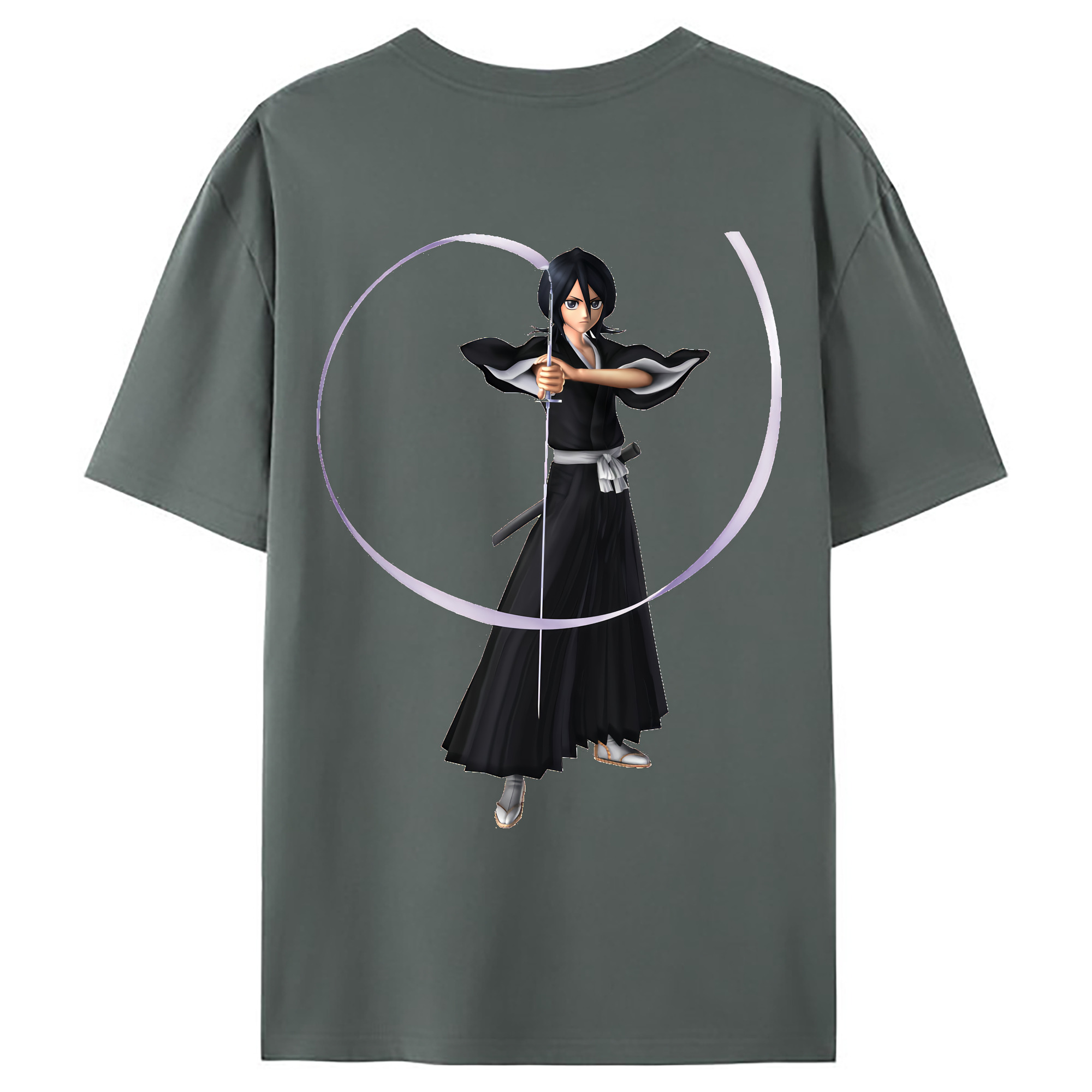 （画像用） ブリーチ 朽木ルキア BLEACH Kuchiki Rukia 綿100％ メンズ半袖Tシャツ（バックプリント） 通気性